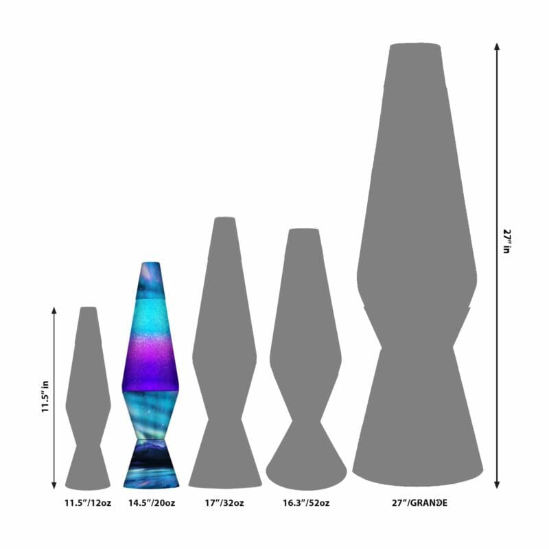 21600401US-LavaLamp-14-5-Colormax-Northern-Lights-Glitter-Size-web 14.5” LAVA® Lamp Colormax Northern Lights – Glitter size comparison